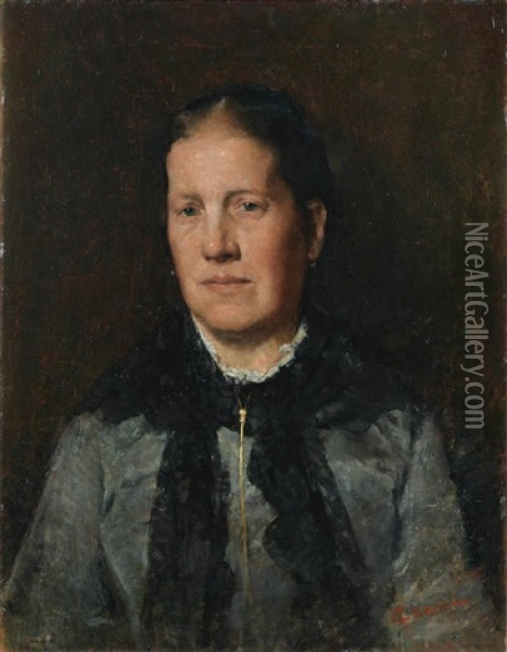 Portrait Of A Lady, Half Length Oil Painting - Cesare Ciani