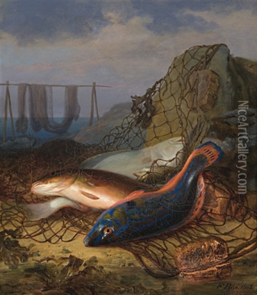 Fish Oil Painting - Frants Diderik Boe
