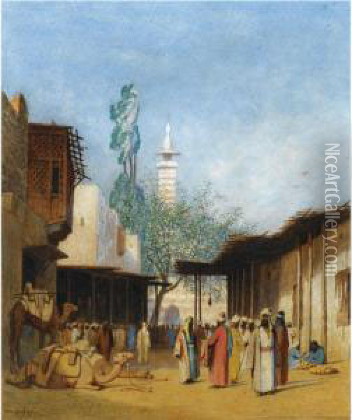 Scene De Rue En Afrique Du Nord Oil Painting - Charles Theodore Frere