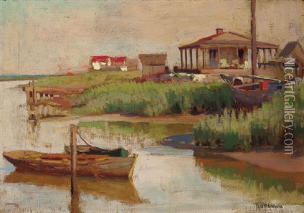 Summer House On The Marsh Oil Painting - Thomas Anshutz