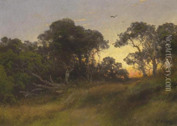 The Oaks At Sunset, Florida Oil Painting - Herman Herzog