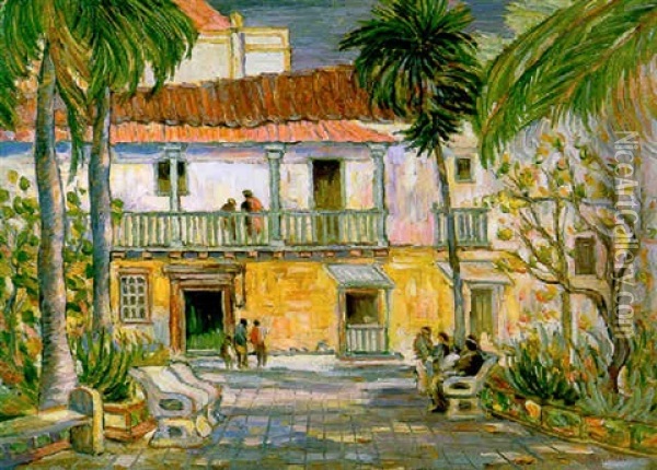 Bolivar Park, Cartagena Oil Painting - Reynolds Beal