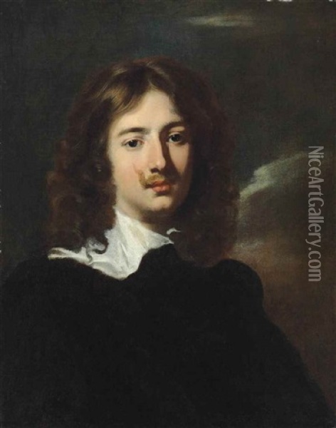 Portrait Of A Gentleman, Bust-length, In A Black Doublet And White Collar Oil Painting - Nicolas Regnier