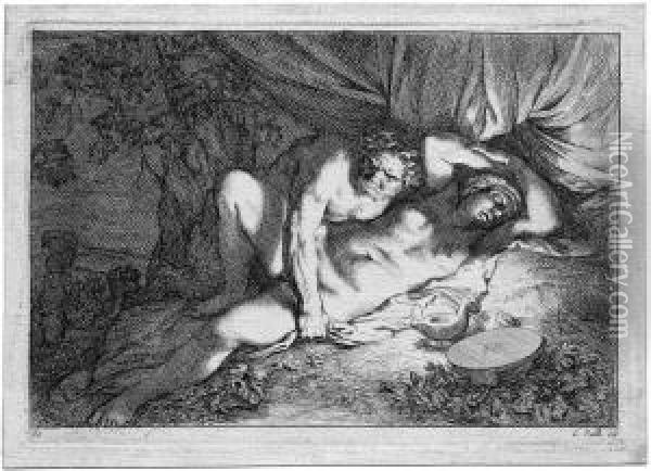 Schlafende Venus Mit Einem Faun Oil Painting - Gerard Valck
