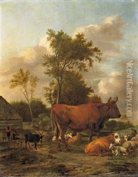 Landschaft Mit Vieh Und Anglern Oil Painting - Albert Jansz Klomp