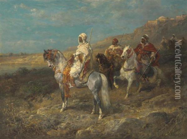 Arabischer Schimmelreiter Oil Painting - Adolf Schreyer