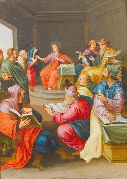 Christ Among The Doctors Oil Painting - Cornelis de Baellieur