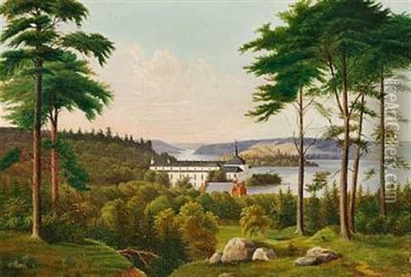 Landscape With A Castle Near A River Oil Painting - Niels Groenbek Rademacher
