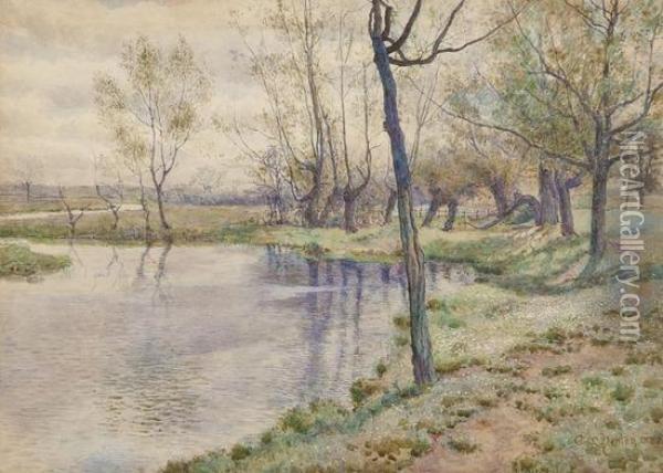 The River Soar Near Westcotes Oil Painting - George Moore Henton