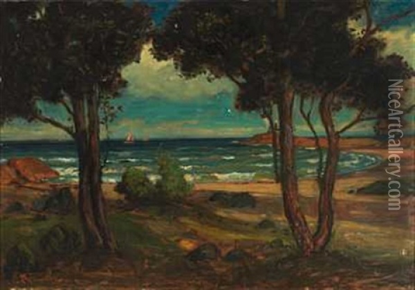 Langs Kysten Oil Painting - Thorolf Holmboe