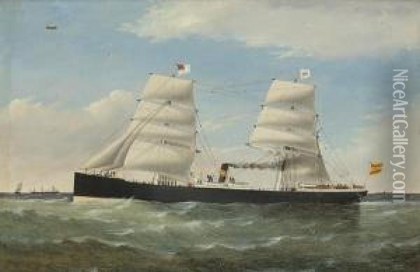 The Steam And Sail Vessel S.s. 
Emiliano 
At Sea Oil Painting - William Howard Yorke