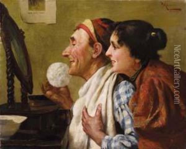 La Barba Del Nonno Oil Painting - Pompeo Massini
