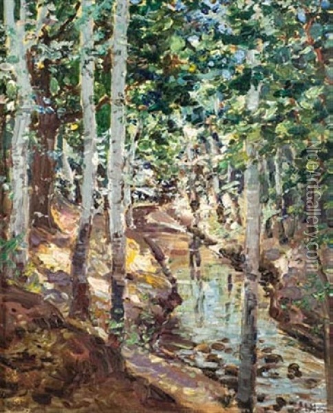 Goudini Woods Oil Painting - Pieter Hugo Naude