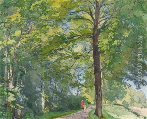 Spaziergang Am Waldrand Oil Painting - Klara Cecile Borter