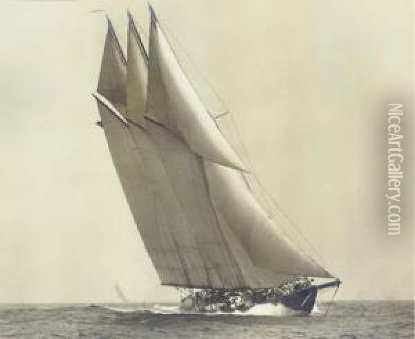 The Schooner Yacht Atlantic Oil Painting - Charles E. Bolles