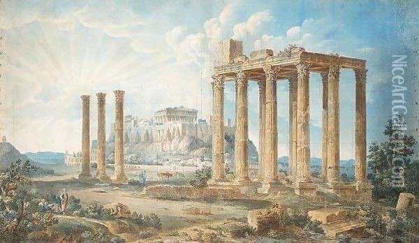 The Acropolis Oil Painting - Louis Francois Cassas