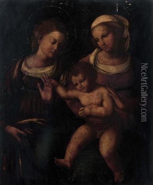 Matrimonio Mistico Di Santa Caterina Oil Painting - Innocenzo Da Imola