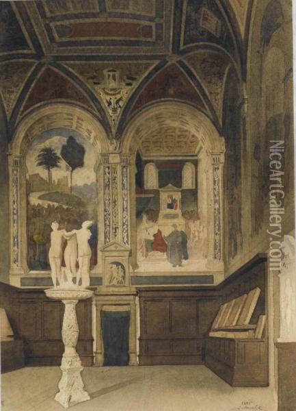 Interieur De La Libreria Piccolomini, Dans La Cathedrale De Sienne Oil Painting - Gabriel Auguste Ancelet