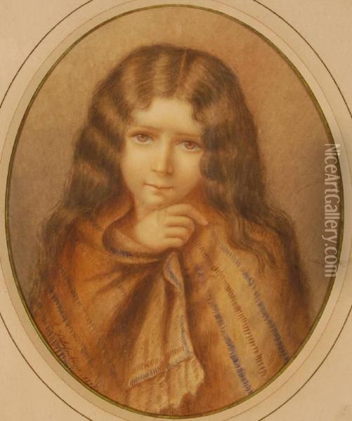 Portrait Of Ayoung Girl Oil Painting - Jacques Michel Denis De La Fontaine