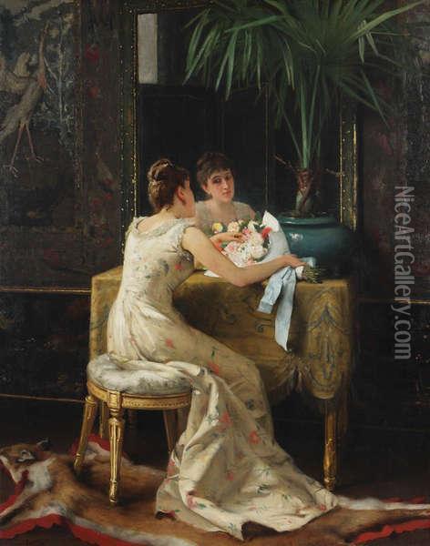 Het Boeket Oil Painting - Auguste Serrure