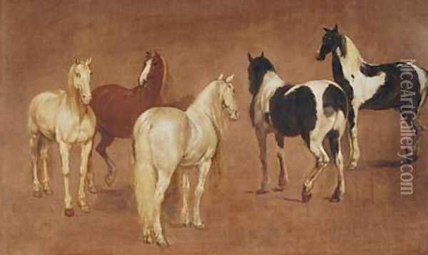 Study of Five Horses Oil Painting - Adam Frans van der Meulen