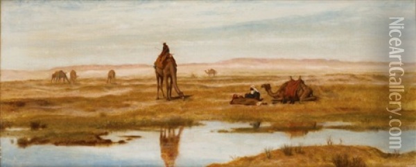 Bedouins Et Chameaux Aux Marges Du Desert Oil Painting - Frederick Goodall