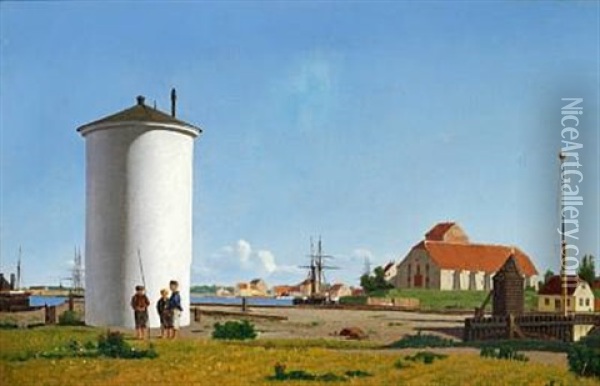 Parti Fra Korsor Havn Oil Painting - Carl Dahl