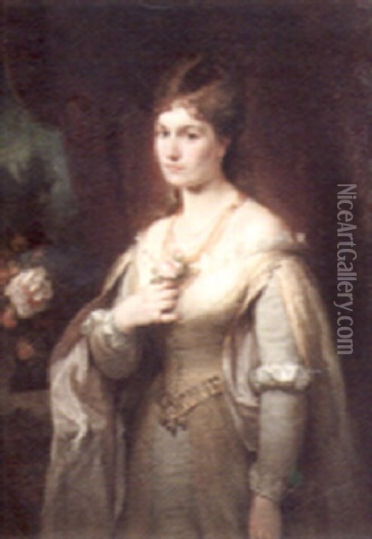Portrait Of A Lady Oil Painting - August Cesar