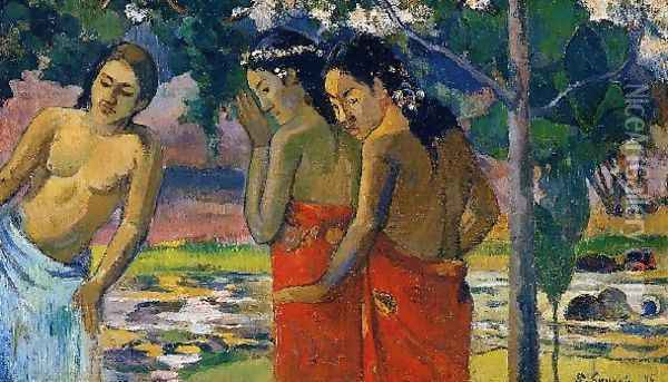 Three Tahitian Women Oil Painting - Paul Gauguin