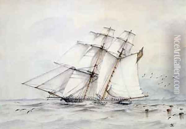 The Slaver Esmeralda captured on 1 November 1864 off Loango Oil Painting - C.G. Nelson