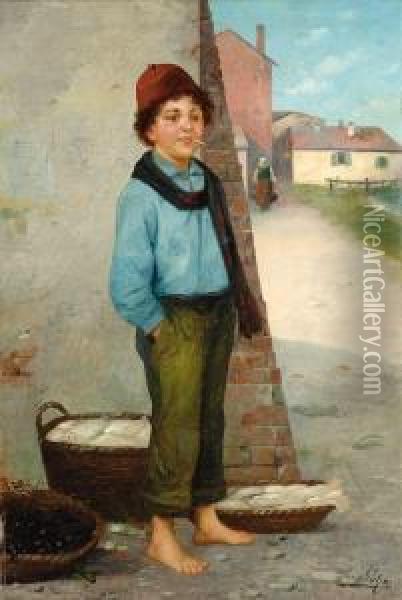 Young Fisherman Oil Painting - Josef Wilhelm Suhs