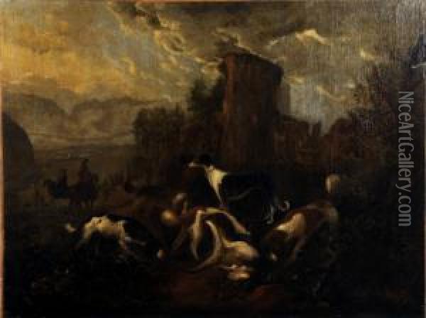 Ruine Et Chien Oil Painting - Adriaen Cornelisz. Beeldemaker