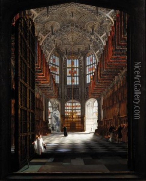 Interior Of The Chapel Of Henry Vii, Westminster Abbey Oil Painting - John James Harwood