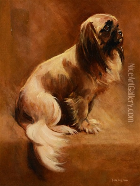 Pekinese Dog Oil Painting - Samuel Fulton