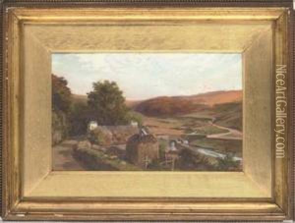 Building The Haystack; And The Bend In The River Oil Painting - Douglas Adams