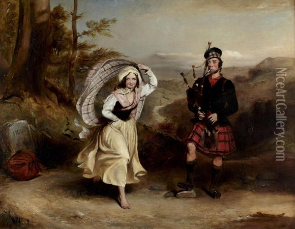 A Highland Jig Oil Painting - Sir William Allan