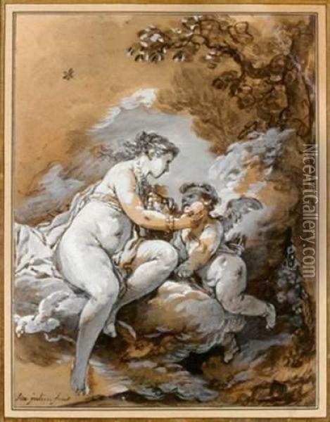 Venus Et L'amour Oil Painting - Simon Julien De Parme