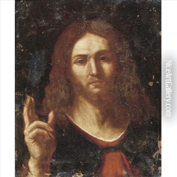 Christ As Salvator Mundi Oil Painting -  Guercino