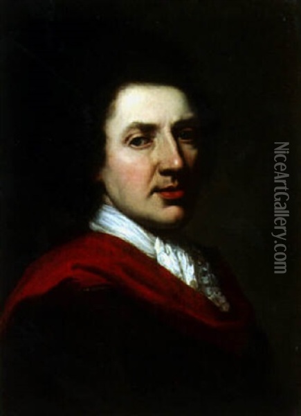 Portrait D'homme Au Manteau Rouge Oil Painting - Anton von Maron