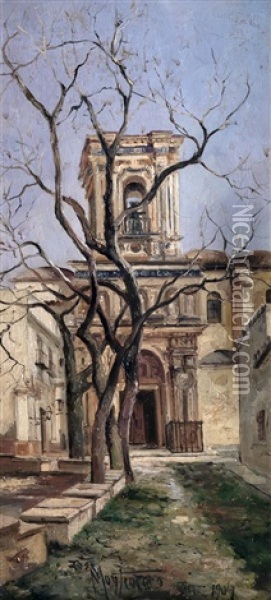 Fachada De Iglesia Oil Painting - Jose Montenegro Cappell