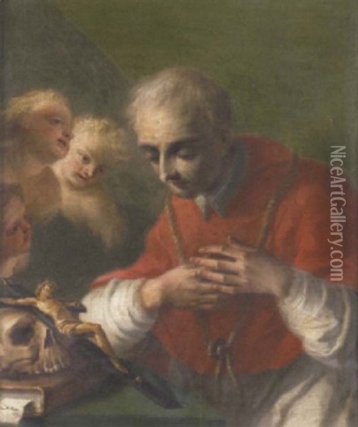 Saint Charles Borromeo At Prayer Oil Painting - Pietro Bardellino