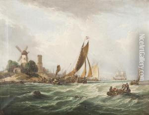 Schiffe Vor Derhollandischen Kuste Oil Painting - John Clinton Ogilvie