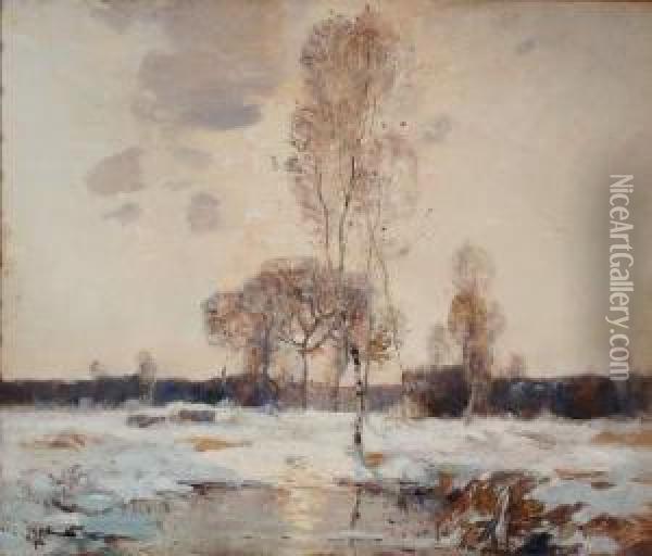 Paysage De Neige,1901 Oil Painting - Jean Constant Pape