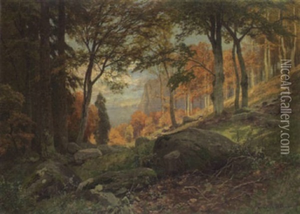 Der Ilsestein Oil Painting - Heinrich Boehmer