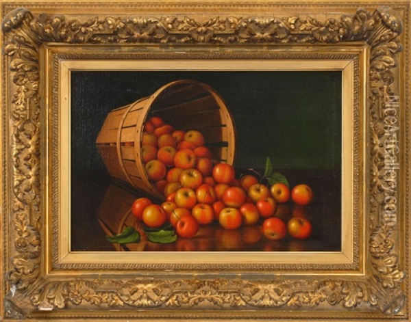 Apples Spilling Out Of A Basket Oil Painting - Levi Wells Prentice