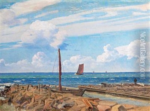 Coastal Scenery With Sailboats Oil Painting - Vilhelm Peter Karl Kyhn