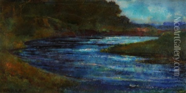 Untitled - River Landscape Oil Painting - Fleetwood Charles Varley