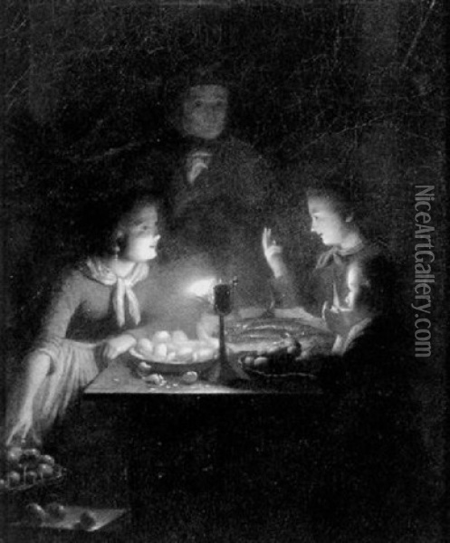 The Market By Candlelight Oil Painting - Johannes Rosierse