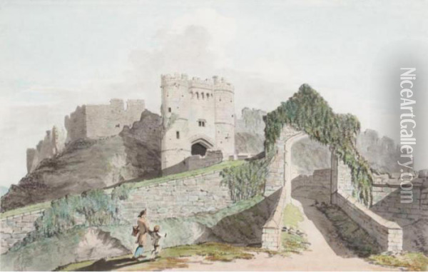 Carisbrook Castle, Isle Of Wight Oil Painting - John William Upham
