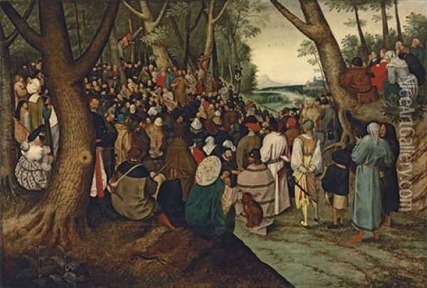 Saint John The Baptist Preaching To The Multitude Oil Painting - Pieter Brueghel the Younger